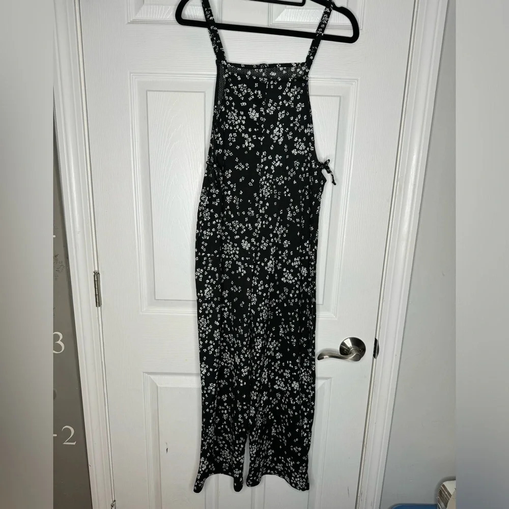 ZARA KIDS Size 13-14 Black White Daisy‎ Tie-Sides Gauzy Jumpsuit